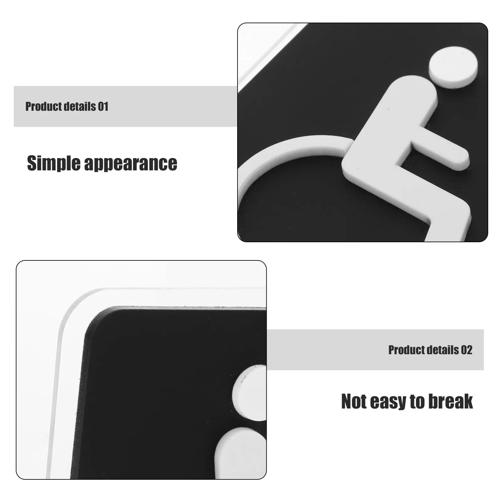 Wheelchair Accessible Restroom Sign Compact Size Long-Lasting for Public Toilet Bathroom Door Sign Wall Sticker Decals