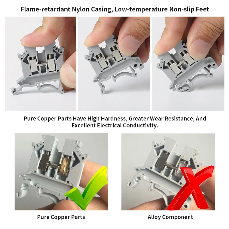 10pcs Guide Rail Type Fuse Terminal With LED Traffic Lights 220V/24V 4-10 Square Wire Diameter Uk5RD Fuse Cutout Terminals Block