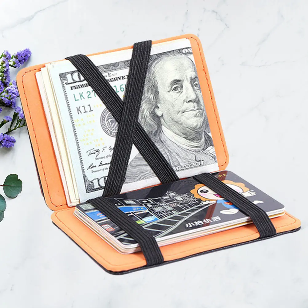 محفظة ثنائية الطي من البولي يوريثان للرجال، متعددة البطاقات للاستخدام اليومي، تصميم برتقالي السطوع، هدية حامل الائتمان #3