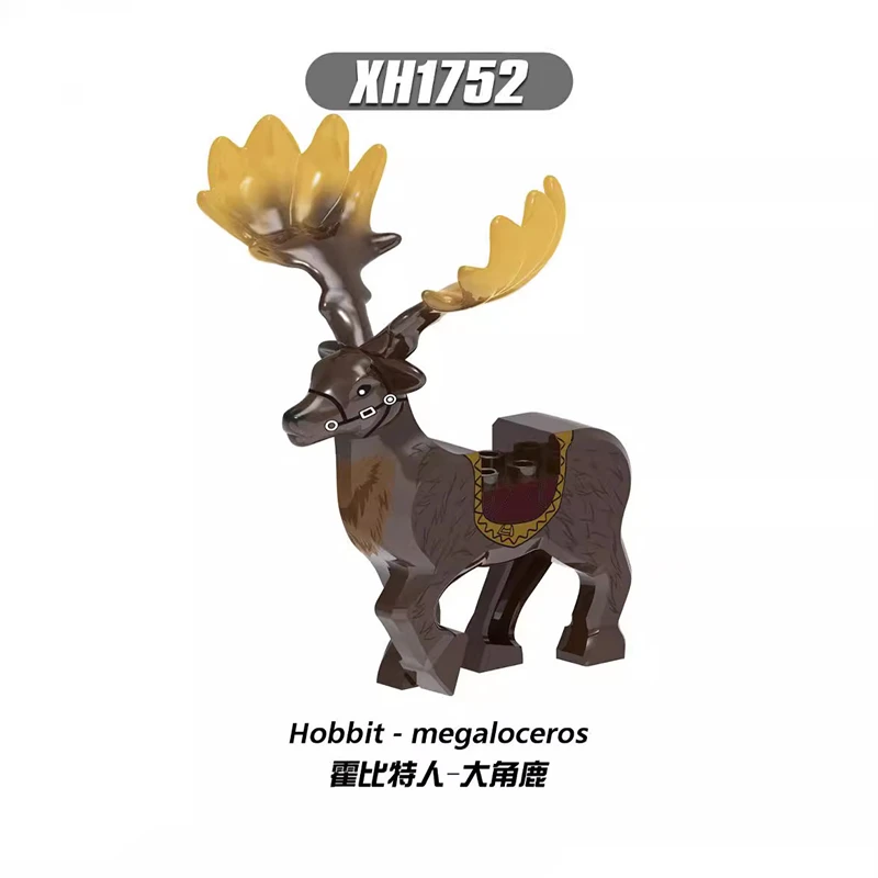 Medieval War Series Elf Warriors Animals Building Blocks Brown/Yellow Megaloceros Elk Mount DIY Bricks Toys For Kids Xmas Gifts