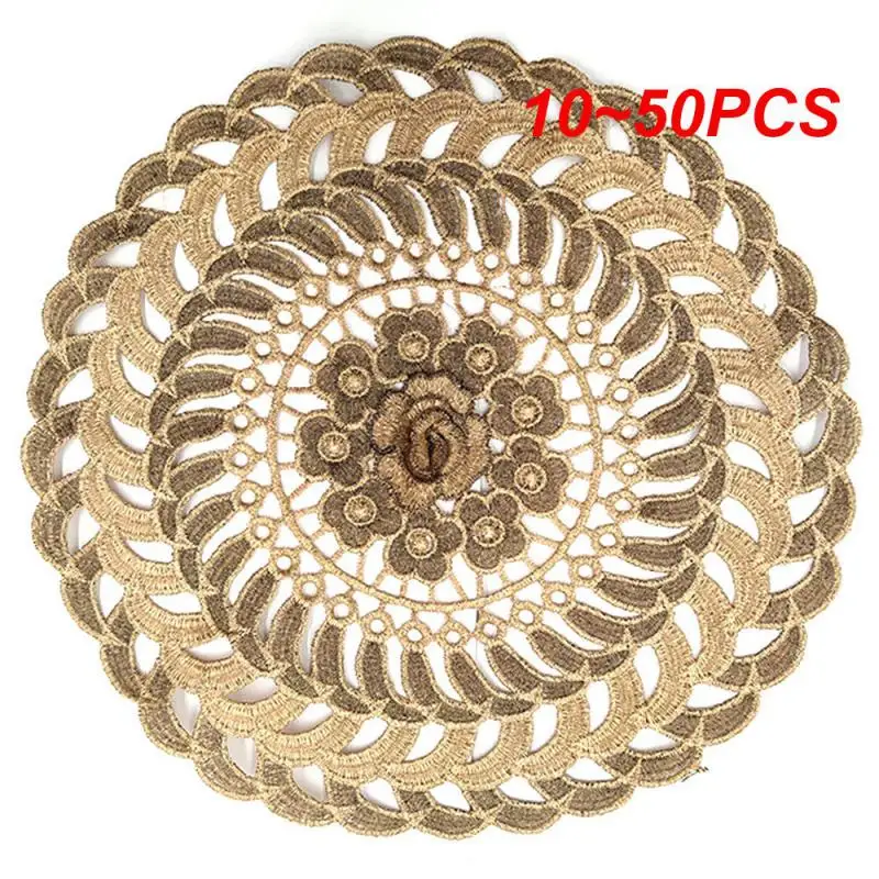 10~50PCS European Fabric Coffee Table Mat Gentle Retro Elegant And Generous Tableware Mats Pillow Embroidered Circular Cushion