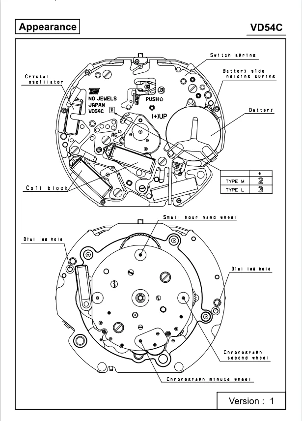 Japan 3H VD54C Quartz Chronograaf Datum 24 Uur Indicator Voor Drie Horloge Eye Mechanisme Accessoires Reparatie Onderdelen