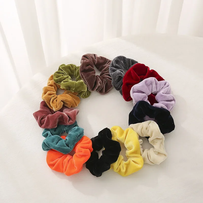 Commuter Versatile Large Intestine Hair Scrunchie Solid Color Simple Velvet Headband Wholesale for Women