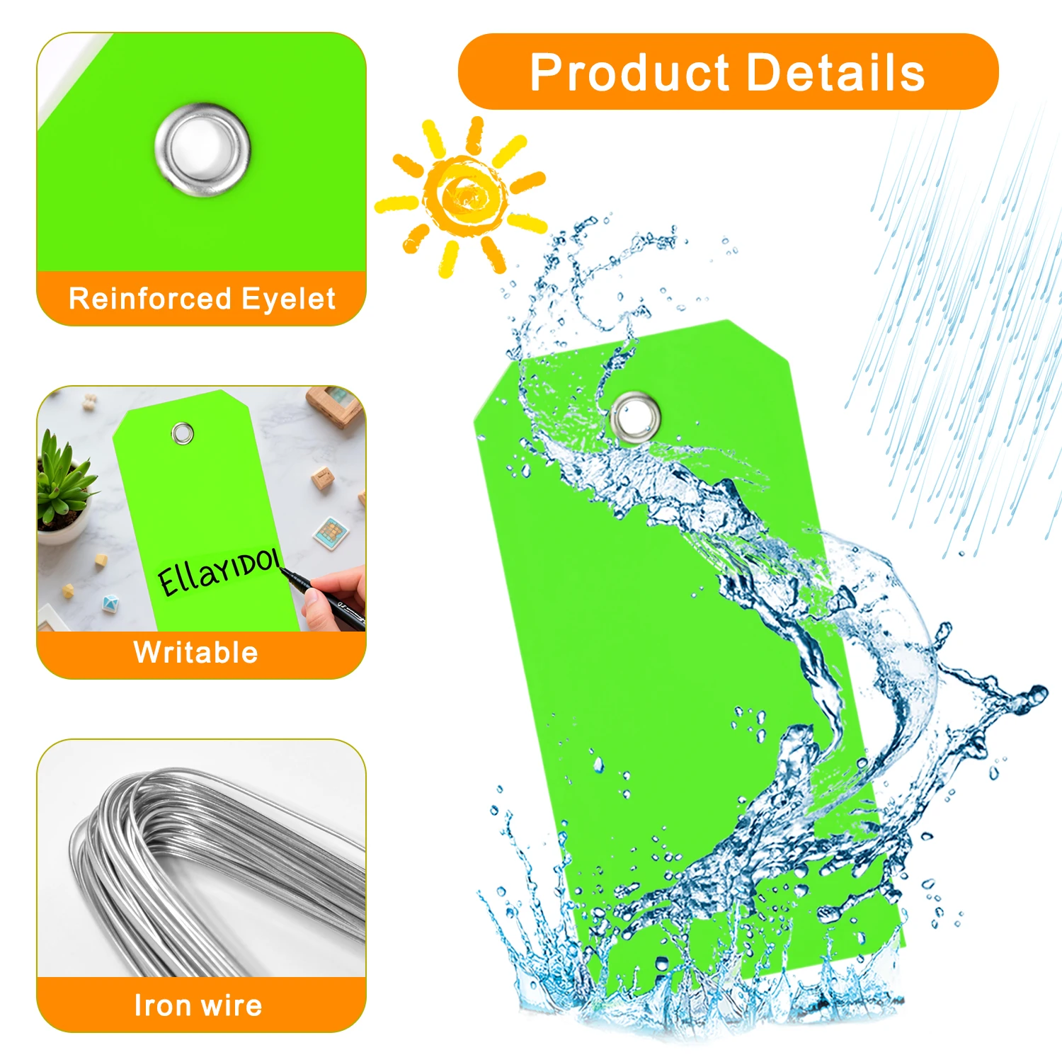 60Pcs Plastic Shipping Tags with Wire Waterproof Hang Tags Labeling Blank Tags for Equipment Car Parts Luggage Garage Inventory