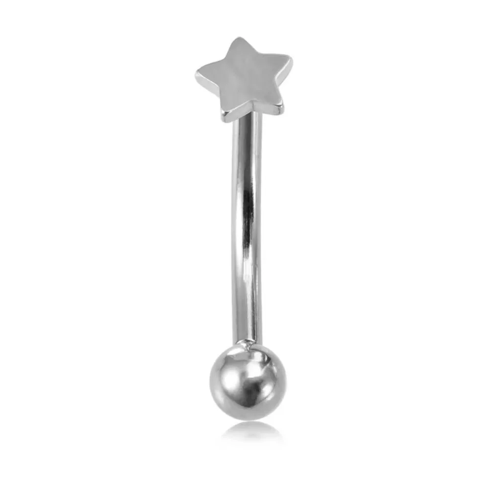 Fashion Stainless Steel Curved Eyebrow Sticks Heart Cross Punk Body Jewelry Star Flower Gothic Style Eyebrow Piercing Club