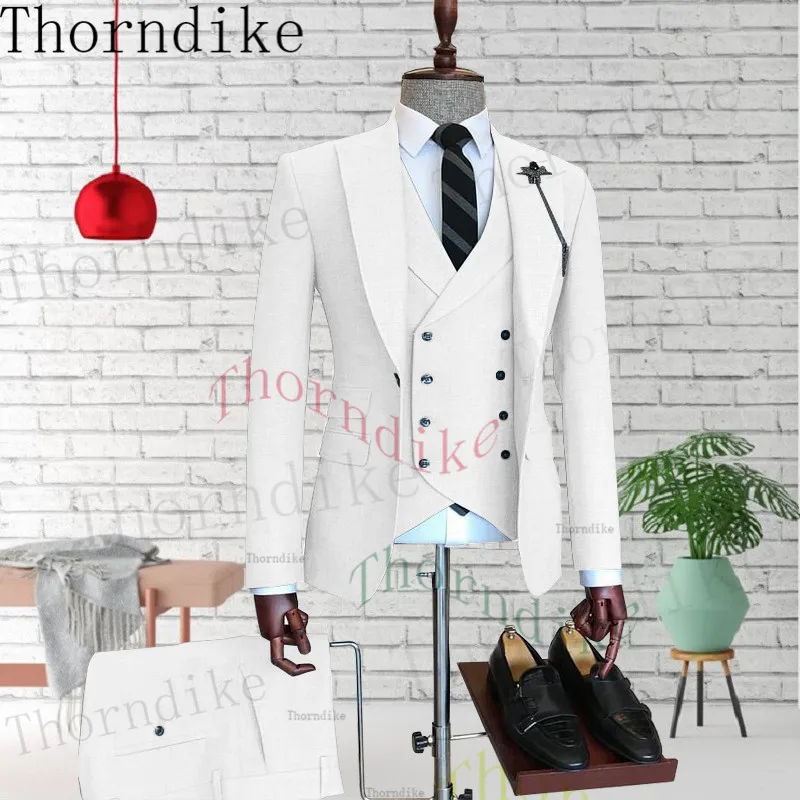 Thorndike 2022  (Jacket+Pant+Vest) Men's 3 Pieces Blazer New Fashion Terno Slim Groom Wedding Male Suit Masculino