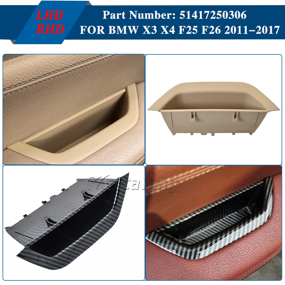 New For BMW X3 X4 F25 F26 2011-2017 Durable To Use LHD RHD Interior Door Pull Handle Armrest Panel Cover Storage Box Car Styling