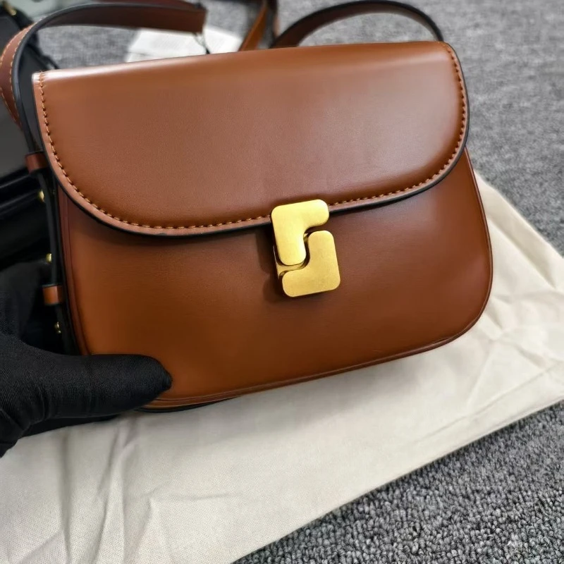 K SOEUR Premium Design Women's Handbag Full-Grain Leather Compact Square Bag Tofu-Shaped Shoulder Bag Crossbody Bag