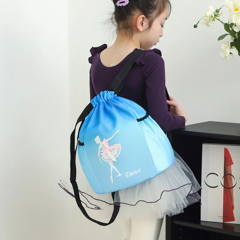 Children shoulder dance backpack sports leisure girls lovely ballet shoulder bag draw rope nylon waterproof schoolbag