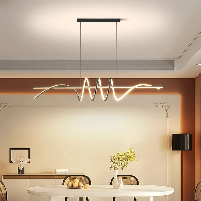 Modern Led Pendant Lights Chandelier Wave Lamps Dinning Bedroom Living Room Kitchen Full Spectrum Hanging Lamp Lighting