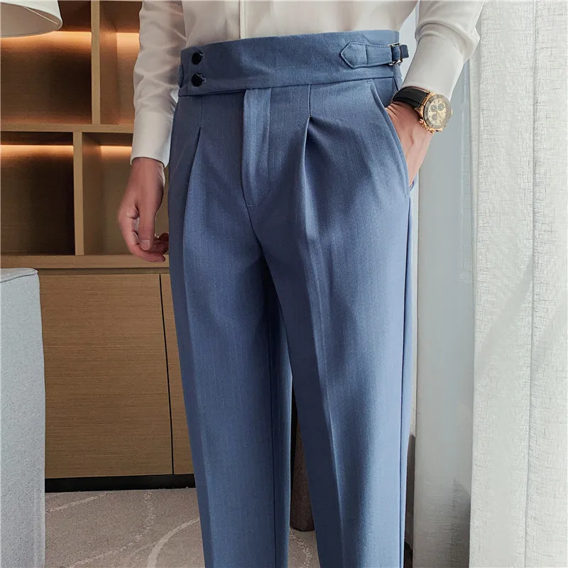 British Style Autumn New Solid High Quality Trousers Men Formal Pants 2023 Slim Fit Business Casual Suit Pants Hommes