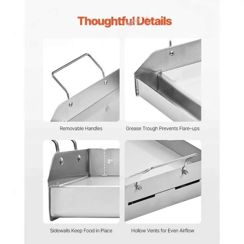 Universal Stainless Steel Griddle Plate, Rectangular Flat Top Gas Grill Griddle, BBQ Cookware for Family Camping