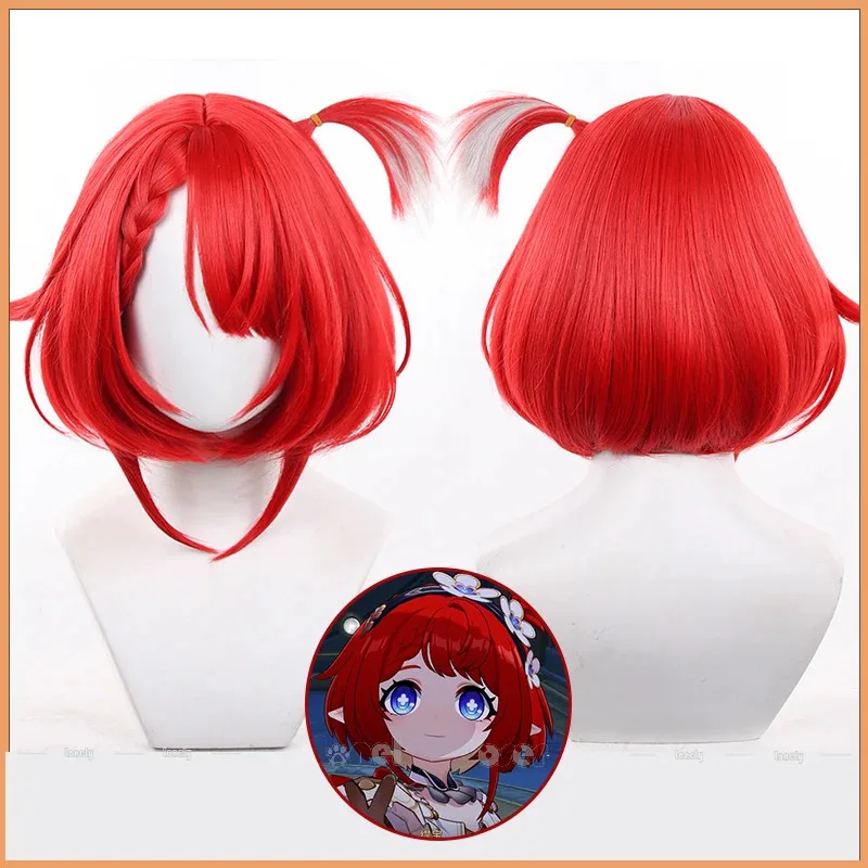 

Лили 123Tribbie Косплей Honkai Star Rail Trianne Trinnon Bob Hairs Красные парики для женщин и девочек Бесплатная шапочка для парика Карнавальная вечеринка Роль