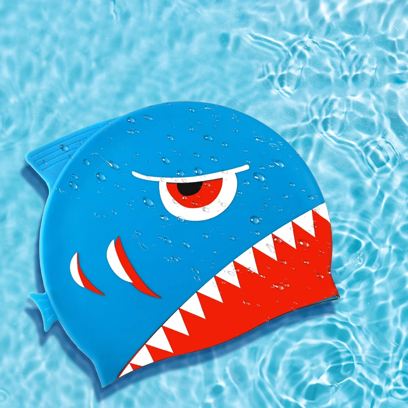 Children\'s Cartoon Silicone Swimming Hat Shark Silicone Swimming Hat Butler Head Cute Personalized Printed Swimming Hat