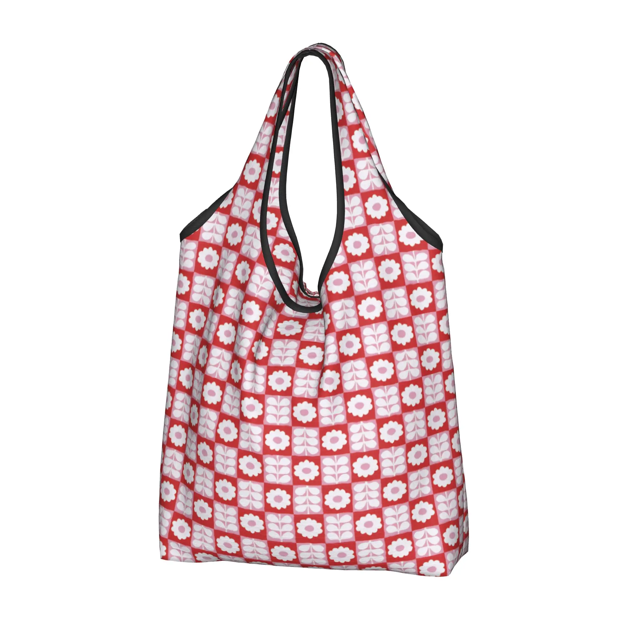 Cute Orla Kiely Boho Blossom Plaid Daisies Shopping Tote Bags Portable  Checkerboard Groceries Shopper Shoulder Bag