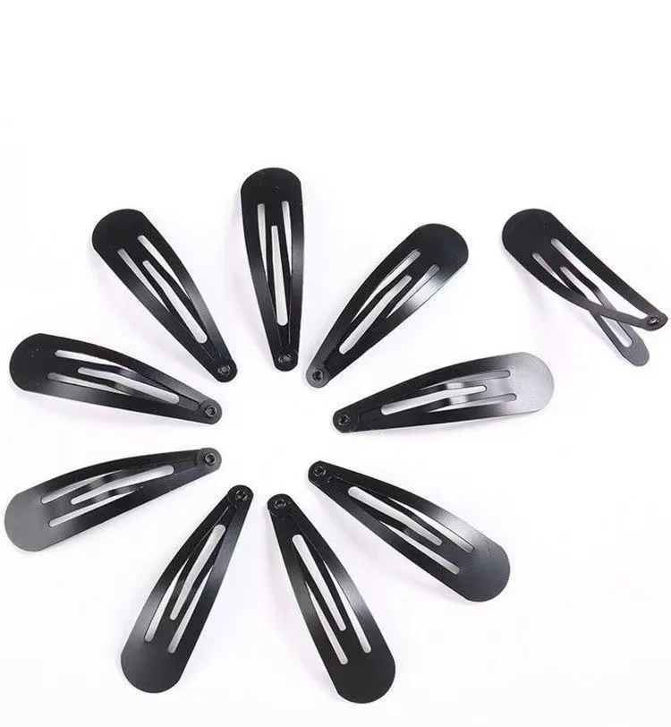 40 Pack Black 2 Inch Barrettes Women Metal Snap Hair Clips Accessories