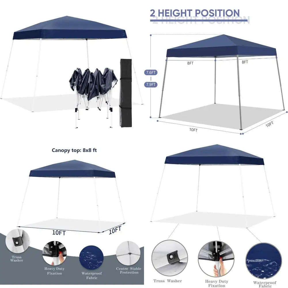 

Portable Instant Folding Canopy Tent, 8x8 Ft Outdoor Shelter Gazebo, Patio Canopy with Carrying Bag, Navy Blue Long-Lasting Prot