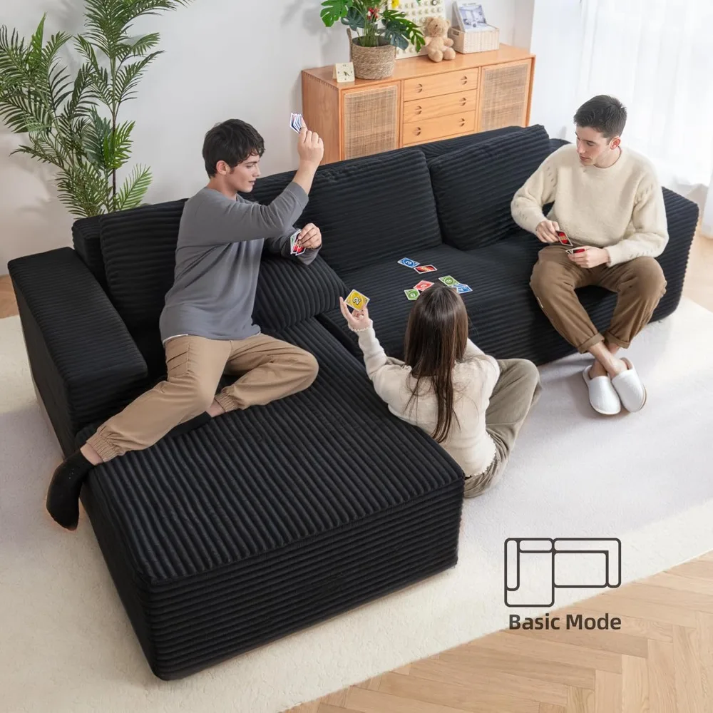 أريكة مقسمة على شكل سحابة مقاس 110 بوصة مع كرسي صالة، مقعد عميق للأريكة القصيرة على شكل حرف L وحديث، أرائك منجدة لـ L #4