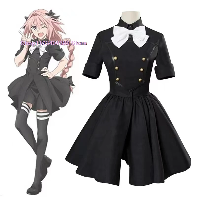 Fate Apocrypha Epilogue Event Astolfo Cosplay Costume Wig Headwear Dress Shorts Stockings Halloween Carnival Party Outfits