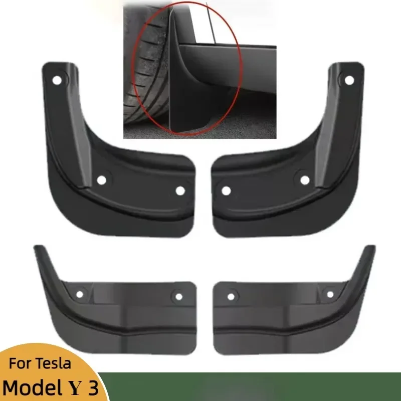 4 Pieces/set Tesla Model 3 Model Y new Model 3 2024 Mudguards Do Not Require Drilling Snow Sand or Mud Blocking Accessories