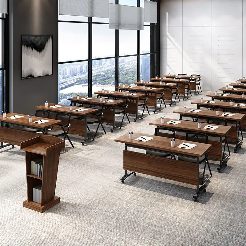 Folding Training Table Movable Splicing Conference Table Multi-functional Office Desk Chair Set Tutoring Double Desk