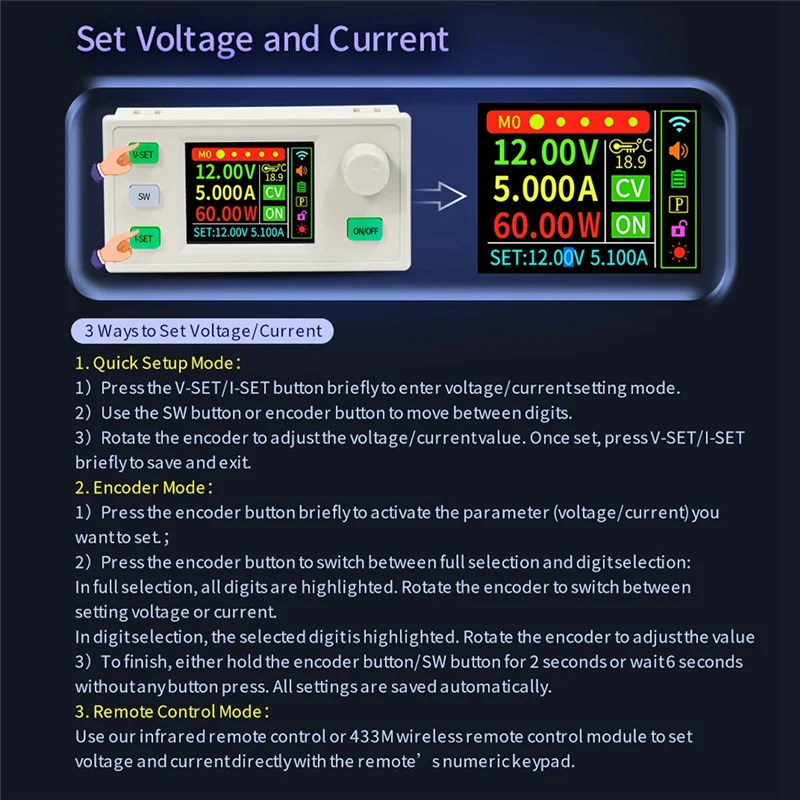 AC57-SK60S DC Regulated Power Supply+K485X DC Buck Converter Adjustable Regulated Power Supply 5A 60W Solar Charging Module