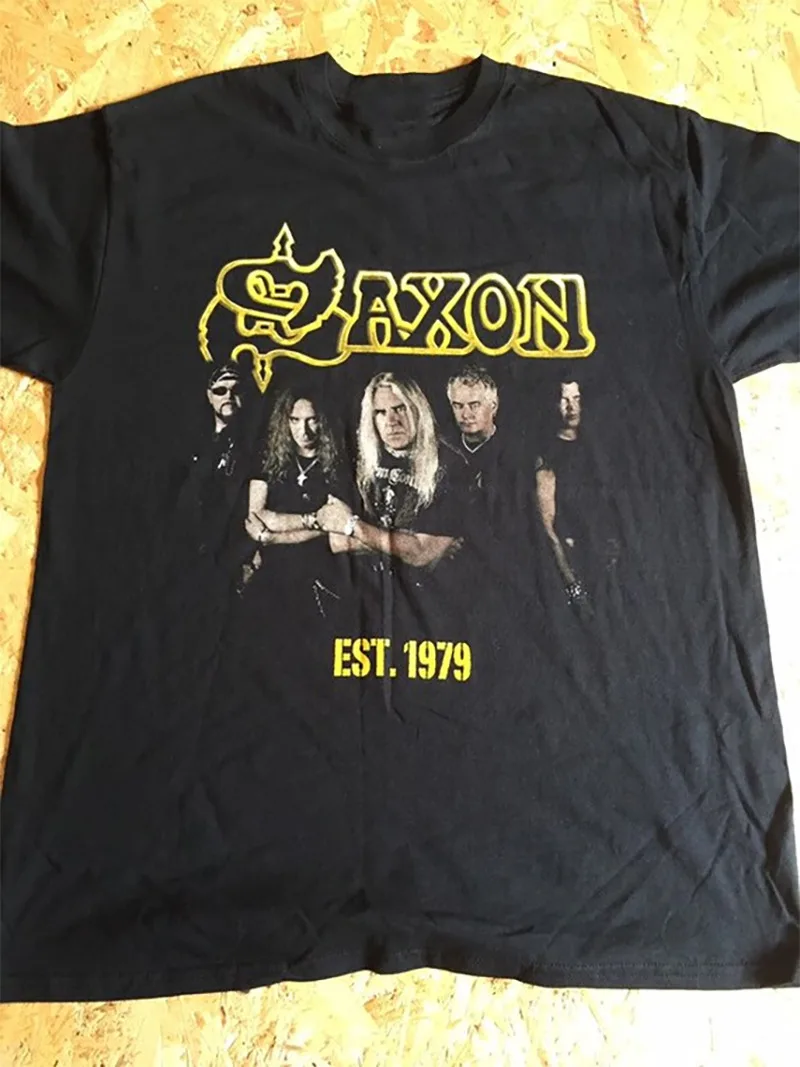 Saxon Band Members Black T Shirt Cotton S 234XL long or short sleeves