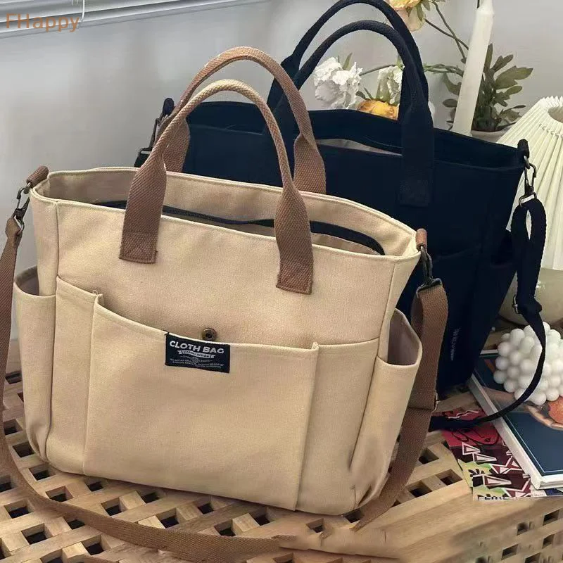 Borsa Tote portatile 1PC borsa a tracolla diagonale a spalla singola in tela orizzontale di grande capacità per studenti femminili