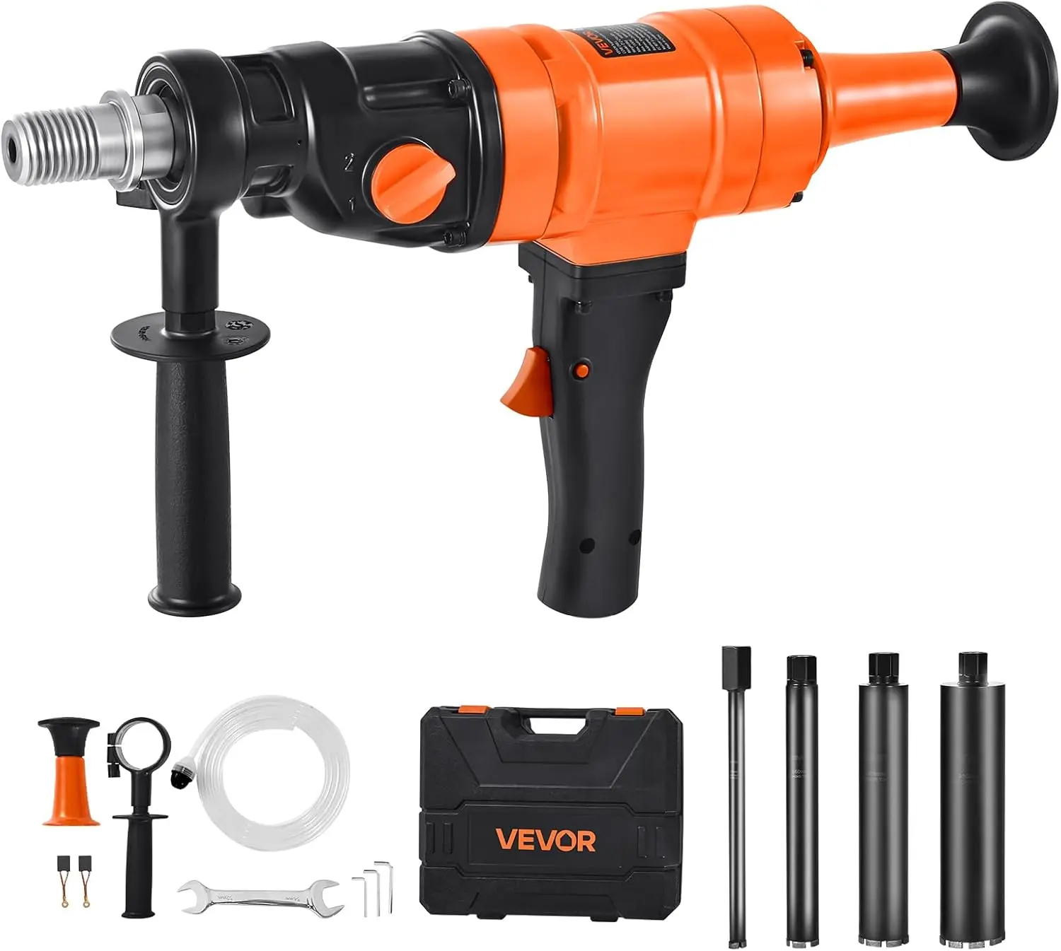 

Diamond Core Drilling Machine, 8 in Drilling Diameter, Handheld Dry and Wet Concrete Core Drill Rig with 4 Drill Bits, 1075/2300