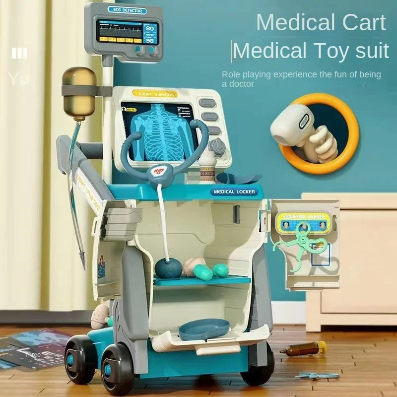 Doki Toy Children\'s Medical Handcart Set Family Toy Doctor\'s Workbench Children\'s Simulation Medical Tool Hot 2024 Dropshipping