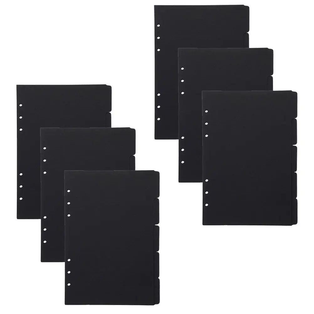 6Sets Notebook Index Dividers A5 Punched Loose-Leaf Page Markers for Binders Files Planners Presentations Small