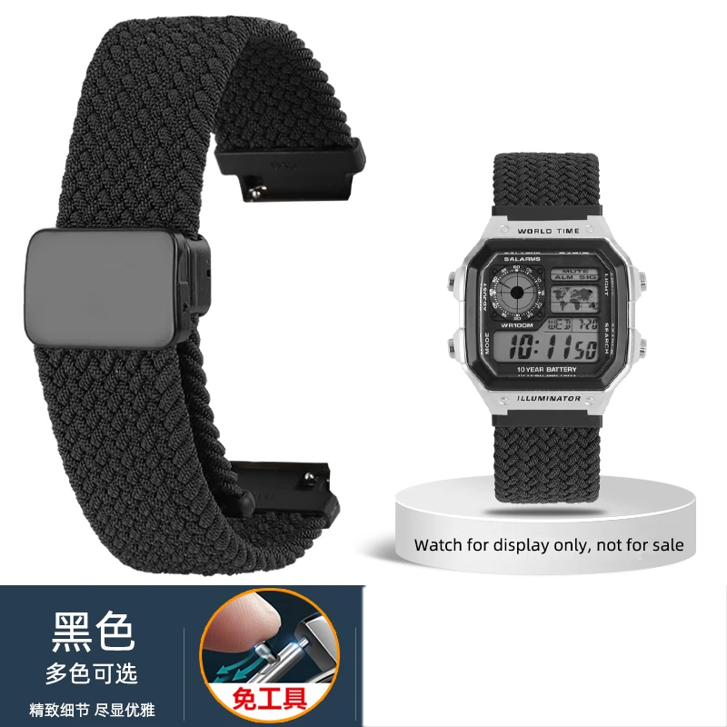 AE1200 AE1300 nylom tali UNTUK Casio AE-1200 W800h F91W F105 F108 A158 A168 W-218H SGW400 AQ-150W A700 Gelang gesper magnetik