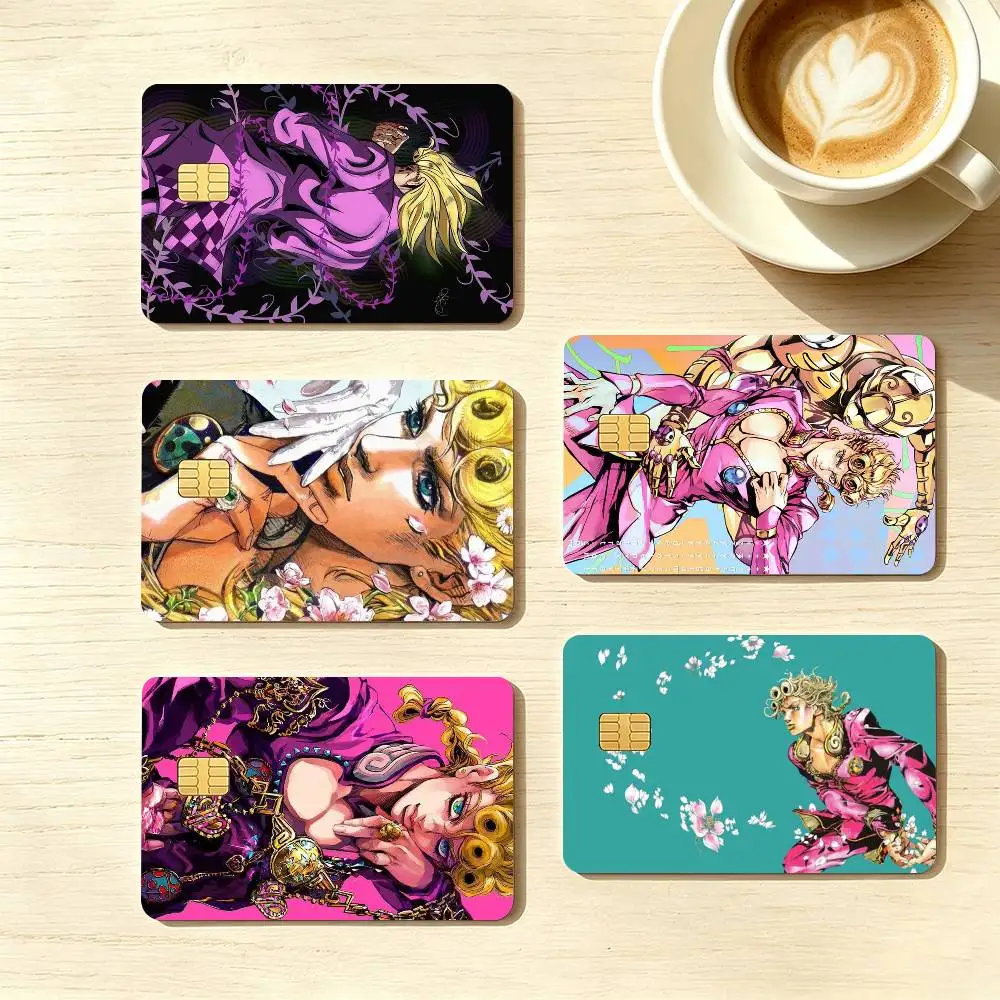Anime J-JoJos Giorno Giovanna Credit Card HD Stickers Game Card Decal Small Chip Waterproof Sticker Gift