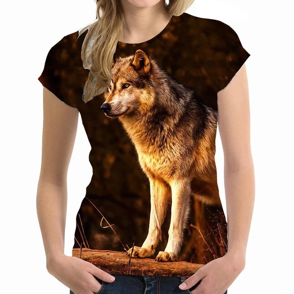 

Summer Women Fashion Animal Wolf 3D Print T-shirt Harajuku Tops Tees Woman Girl Clothing Streetwear Oversized Y2k T Shirts