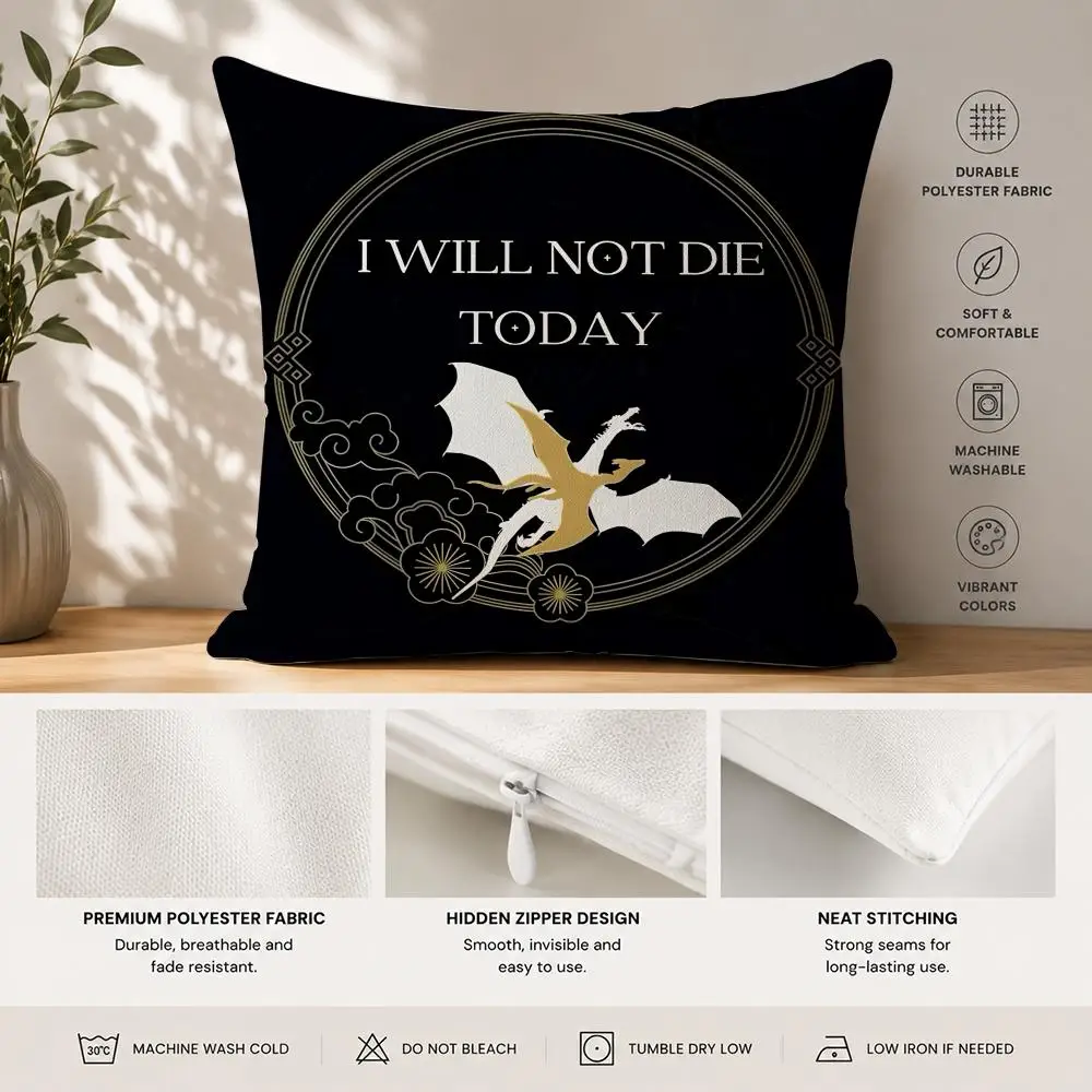 F-Fourth W-Wing Dragon Cushion Cover 40x40cm Square Decorative Sofa Cushion Cover Bedroom Living Room Home Decor Gift