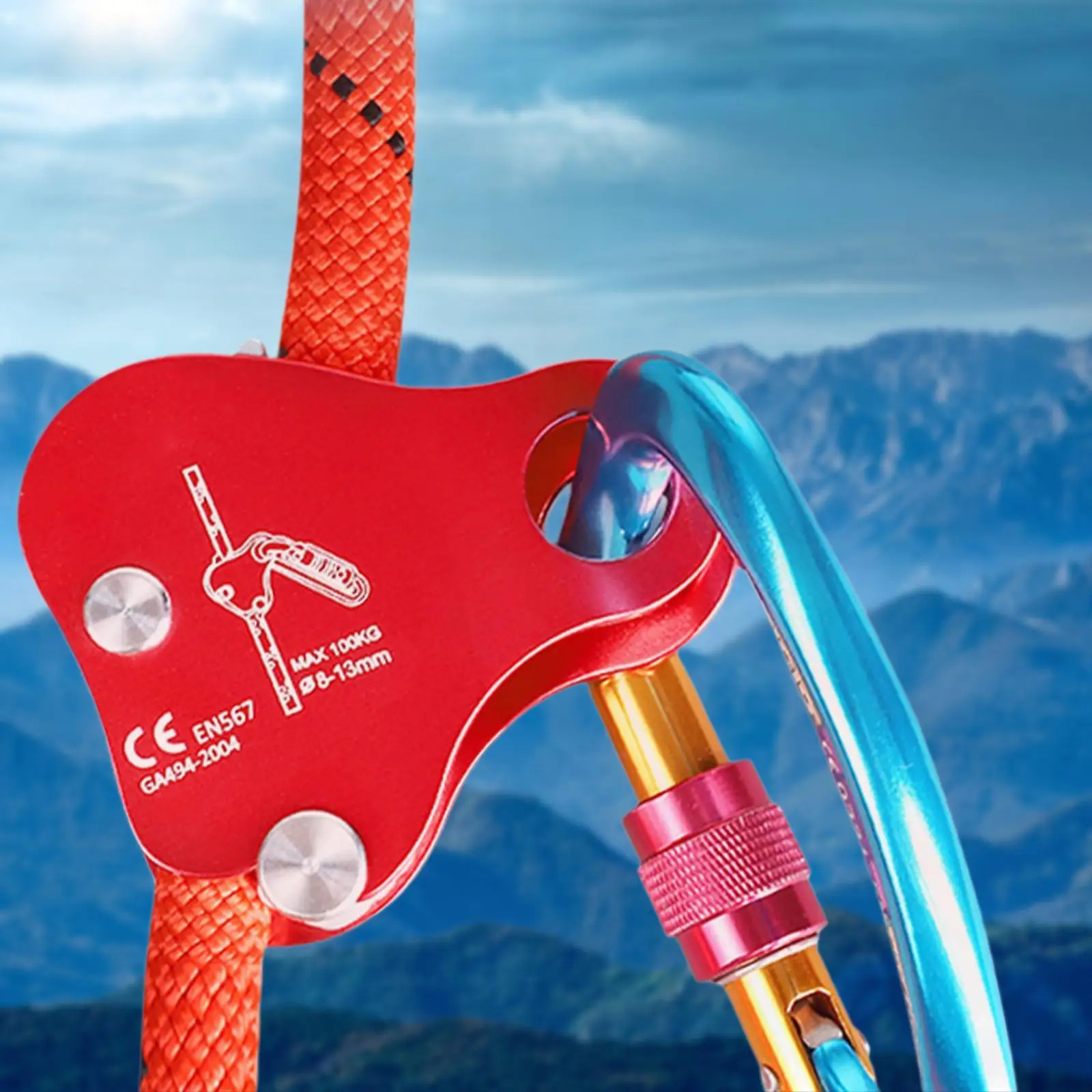 Rock Climbing Rope Grab Adjuster Self Locking Belay Falling Arrester Protection for Outward Bound Training Expedition Outdoor