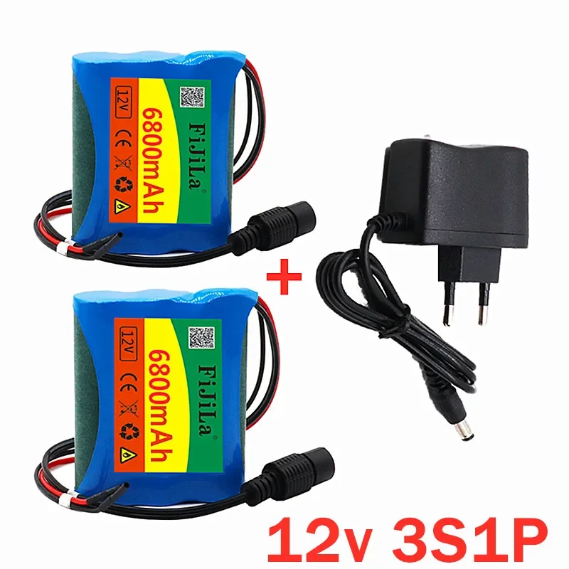 

upgradation 3S1P 12V 6800mAh 18650 Li-ion Rechargeable Battery Pack for CCTV Camera 3A Batteries+ 12.6V Charger Suit