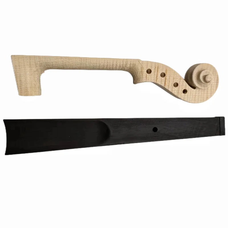 Flames Violin Neck Head With Fingerboard Fretboard Unvarnished 4/4 3/4 1/2 Violin Scroll,Maple Wood