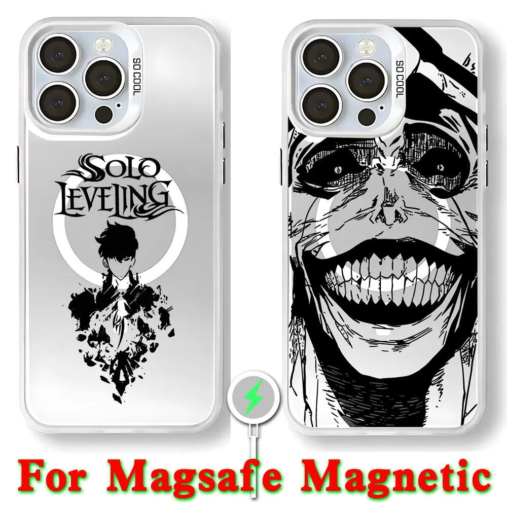 Anime Solo Leveling Magsafe Magnetic Case for Samsung S25 S24 S23 S22 S21 S20 FE Plus Ultra 5G Soft Silver Plated Cover