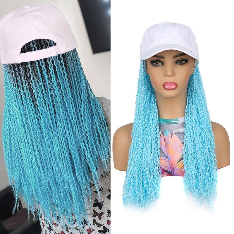 Baseball Wig Cap With Zizi Box Braids Hair 16Inch short Synthetic Box Braiding Hair Extension Adjustable Wig Hat For Women Girls