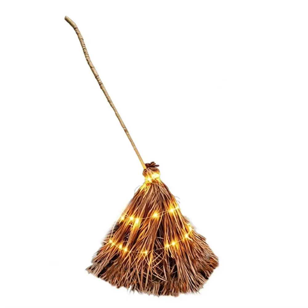 with Glowing Halloween Lighted Witch Broom LED String Electric Rotating Floating Broomstick Plastic Witch Broomstick