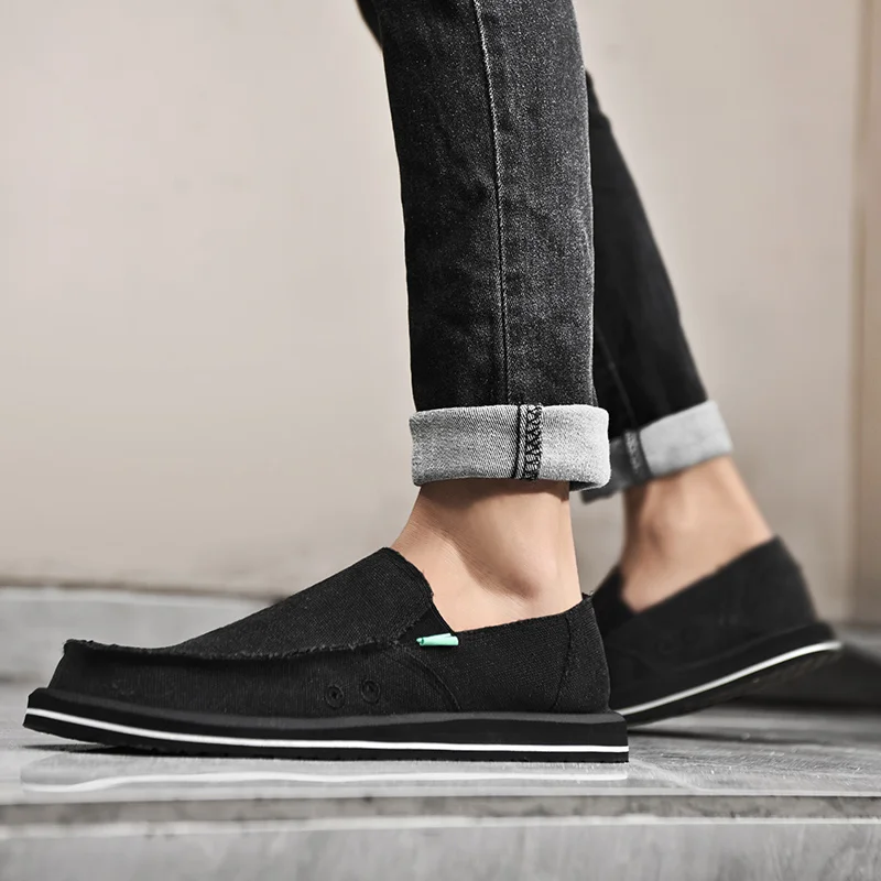 Neue, leichte, handgefertigte Canvas-Freizeitschuhe für Herren, modisches Design, Sneaker, Herren-Slipper, atmungsaktive, flache Schuhe mit niedrigem Schaft, weiche Fahrschuhe. – Detail 25