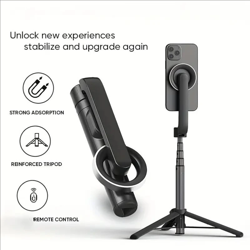 Magnetic Selfie Stick Tripod with Wireless Remote Compatible with iPhone 16/15/14/13/12 Pro Xs Max