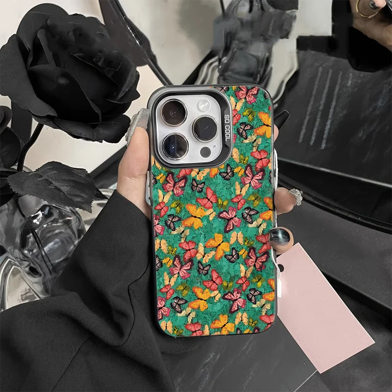 

Screen is full of butterfly designs phonecase for iPhone 16 15 14 13 12 11 Pro/ Max/Plus shock-proof rear cover anti-fingerprint