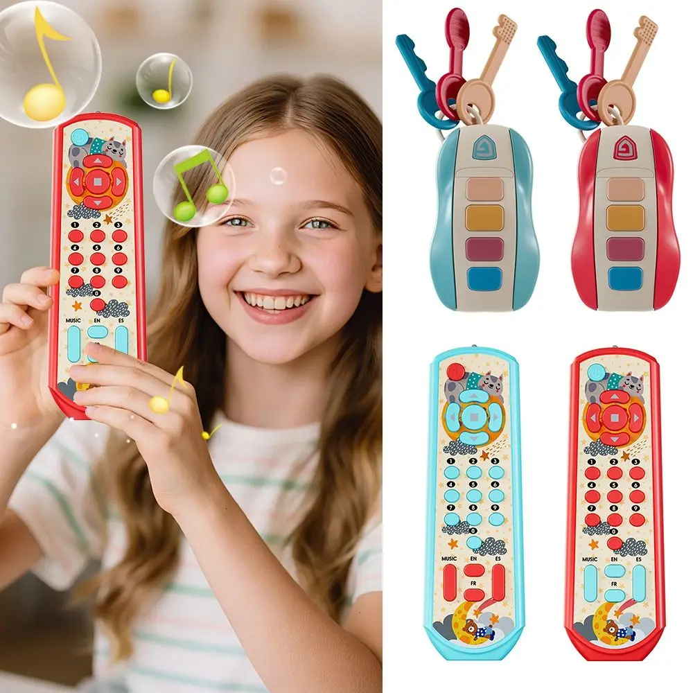 Juguetes musicales multicolores para bebés, llave de coche de simulación de luz y sonido de plástico con goma suave, juguete de Control remoto para desarrollo intelectual