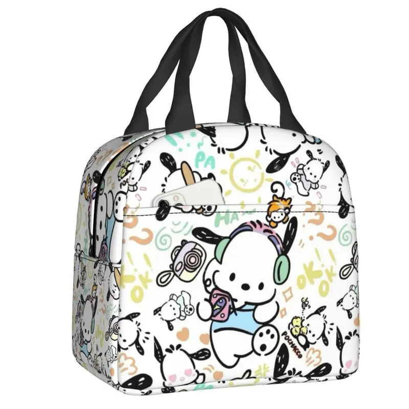 

Custom Sanrio Animes Pochacco Insulated Lunch Bags for Women Disney Resuable Thermal Cooler Bento Box Kids School Children