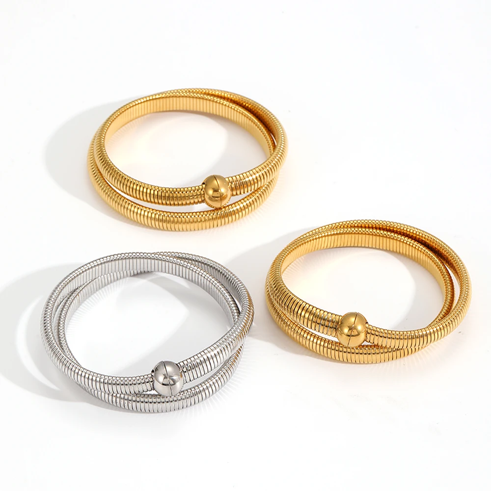 TD New Stainless Steel Vintage Elastic Bangle Can Be Turned Into a Necklace For Women Girls Fashion Aesthetic Jewelry