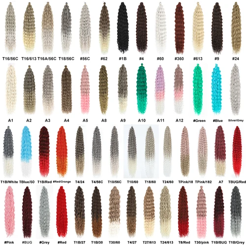 Imagen 2 del producto Extensiones de cabello trenzado rizado Borgoña, rizos sintéticos de Ariel, extensiones de trenzas de ganchillo, pelo Afro trenzado con ondas de agua verdes ombré