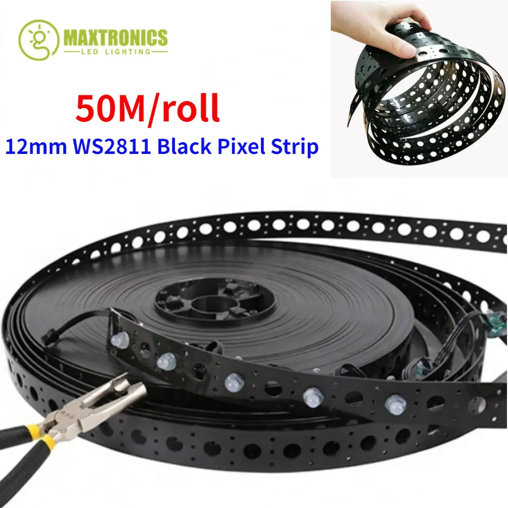 1000pcs DC5V WS2811 12mm RGB Color LED Module Pixel Light IP68 Waterproof And 50M Diy Black Band Flexible Tape Or Full Kit
