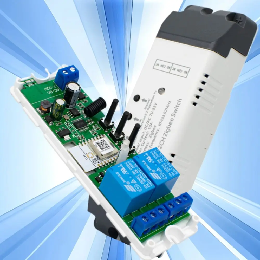 

Модуль приемника Zigbee Tuya 12В 24В 220В 230В 2-канальный, сухой контакт NO NC COM, таймер-реле для освещения, двигателей, Alexa